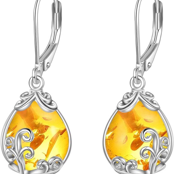 Jewelry - Celtic Filigree Teardrop Drop Dangle Earrings Sterling Silver Leverback Earrings